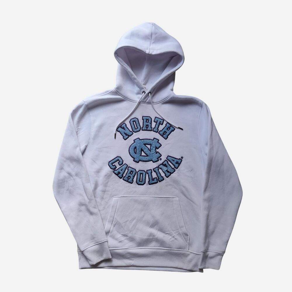 UNC Tar Heels hoodie with blue 'NORTH CAROLINA' text and logo